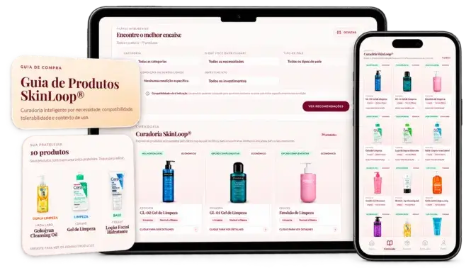 Mockup da Curadoria de Produtos SkinLoop