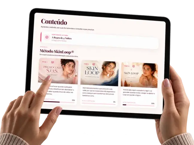 Método SkinLoop em três fases exibido em um iPad
